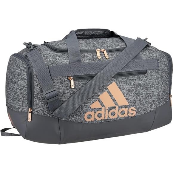 New Adidas Unisex Defender 4 Small Duffel Bag (Onix Grey/Rose Gold)‎ - Picture 1 of 6